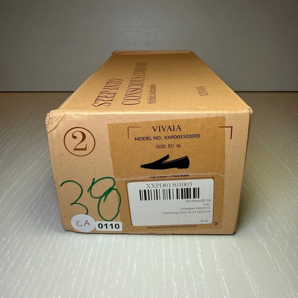 VIVAIA‎ Square-Toe Loafers Black | NWT - EU 38 / US 7–7.5 + FREE Slippers